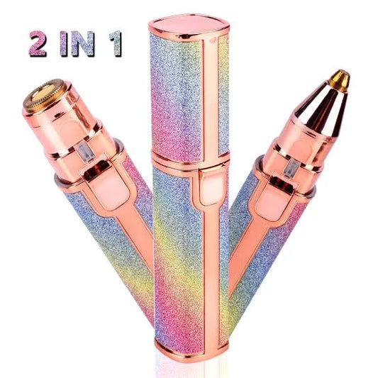 2-in-1 Rechargeable Eyebrow & Facial Hair Remover | Painless Precision Trimmer with LED Light – Portable Epilator for Face, Armpits, Legs & Bikini Area